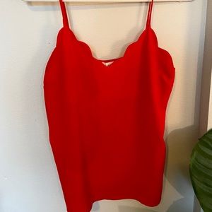 Red Scallop Neck Cami